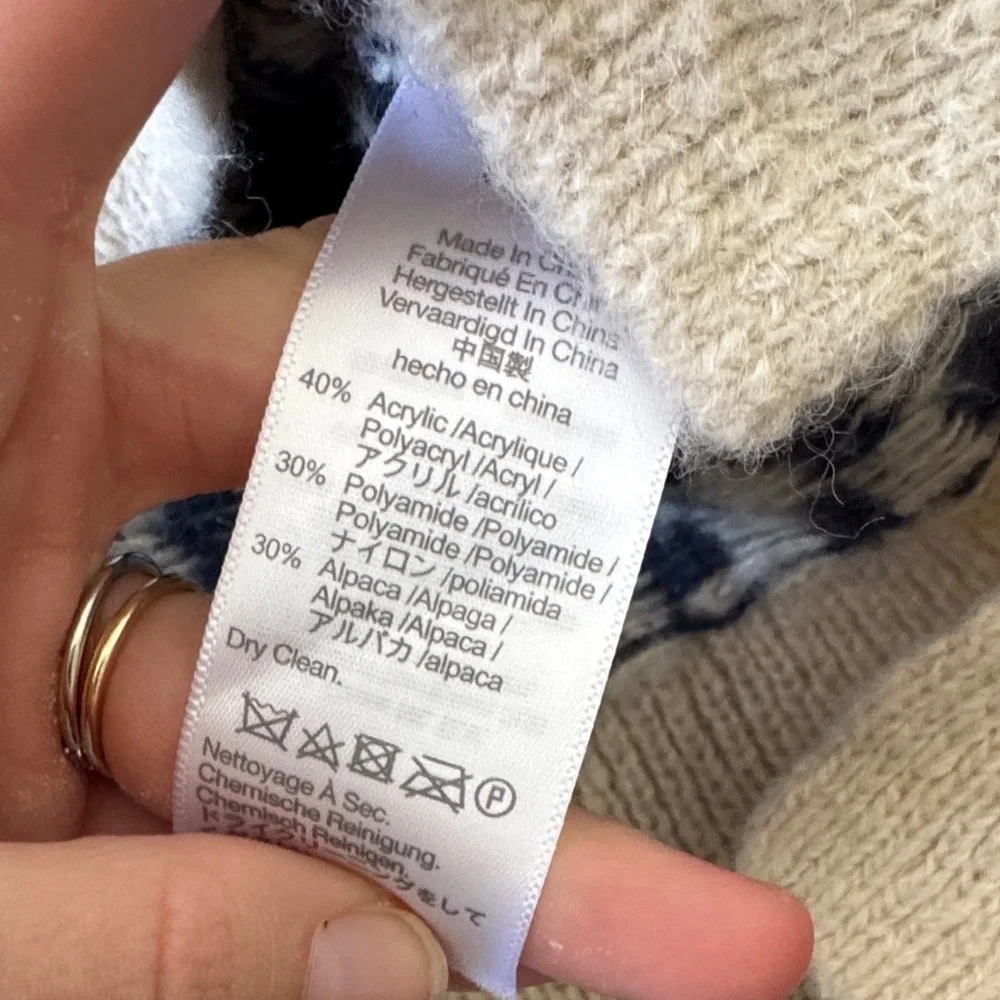 Madewell Navy and Cream Checkered Crewneck Sweater - Picture 3 of 3